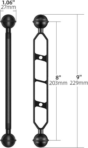 Luxagram 2PCS 9" Double Ball Arm for Underwater Photography, Professional Adjustable Dual Ball Joint Light Mount, Aluminum Alloy Clamp for Camera Tray, Video Lights&Strobes in Kuwait