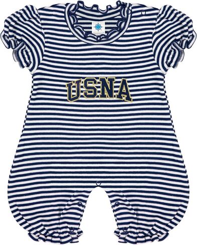 Creative Knitwear College Baby Striped Puff Sleeve Romper - Team Logo, Many Colors, for Girls (Newborn-12 Months) in Saudi Arabia
