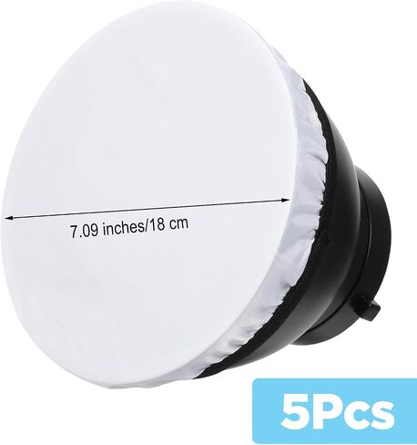 5PCS 7"/18cm Light Diffuser Sock, Soft Diffuser Lamp Cover White Lamp Shade Diffusers Film, LED Light Covers Great for Standard Sparkler Studio Strobe Reflectors, Video Shooting in Kuwait