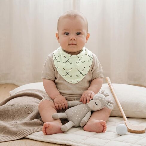 4 Pcs Golf Baby Bibs for Boys Girls Baby Golf Stuff Cotton Bandanas Adjustable Absorbent Triangle Bibs for Drooling and Teething Vintage Sports Nursery Items Infant Essentials Newborn Gifts in Kuwait