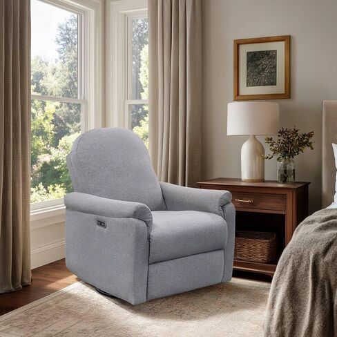 Madison Park Recliner & Rocking Chair: Glider Recliner Nursery Chair for Living Room & Bedroom, Swivel Rocker Recliner with a Rounded Back, Versatile 3-in-1 Accent Chair for Small Spaces, Beige in Kuwait