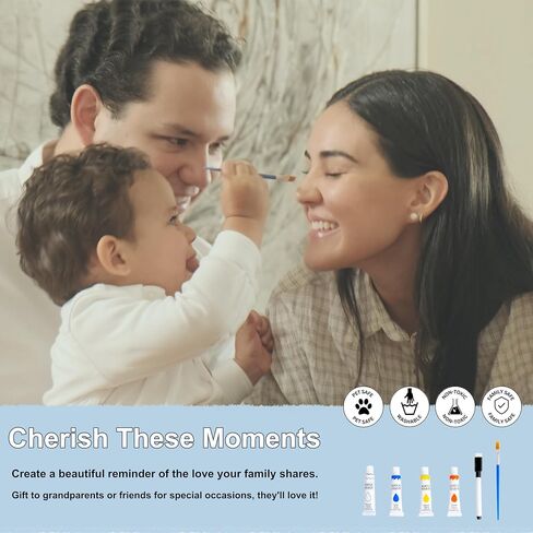 Family Handprint Kit & Key Holder – DIY Eco-Friendly Bamboo Keepsake Kit with Non-Toxic Paints, Personalized Baby Gifts for Family, New Parents & Grandparents, Unique Gift for Baby Showers in Kuwait