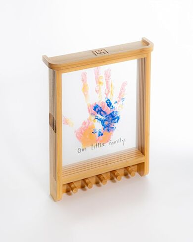 Family Handprint Kit & Key Holder – DIY Eco-Friendly Bamboo Keepsake Kit with Non-Toxic Paints, Personalized Baby Gifts for Family, New Parents & Grandparents, Unique Gift for Baby Showers in Kuwait
