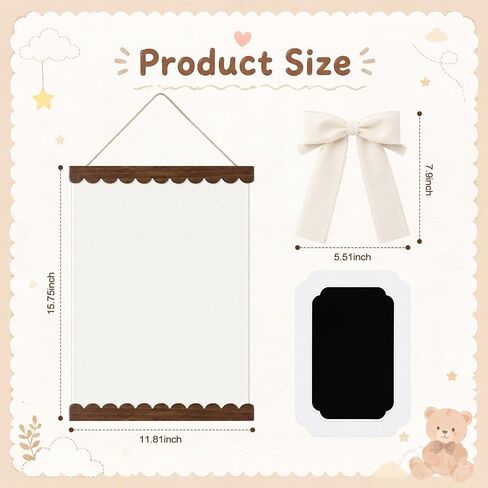 Novabright Baby Hand and Footprint Kit with Ink Pad Ribbon Bow Baby Handprint Kit Footprint Wall Hangings for Nursery Scalloped Keepsake Gift for New Mom First Mother's Day in Kuwait