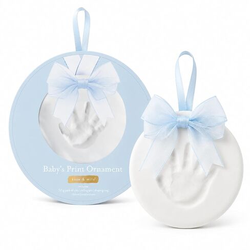 Kate & Milo Blue Baby Handprint & Footprint Ornament Kit – DIY Baby Keepsake Clay Impression, Baby’s First Christmas Ornament, Newborn Memory Gift, Baby Gift, Nursery Keepsake in Kuwait