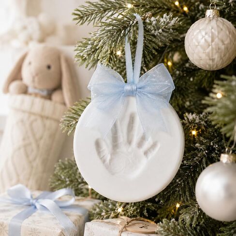 Kate & Milo Blue Baby Handprint & Footprint Ornament Kit – DIY Baby Keepsake Clay Impression, Baby’s First Christmas Ornament, Newborn Memory Gift, Baby Gift, Nursery Keepsake in Kuwait