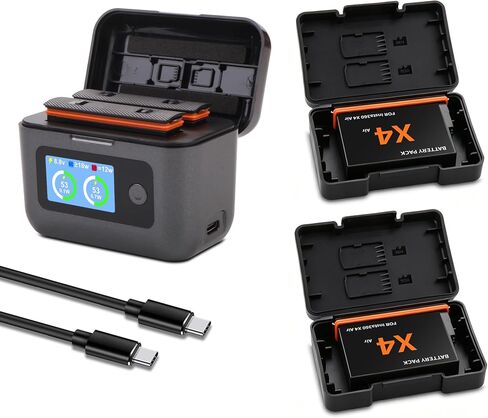 360 X4 Air Batteries, 27W Dual-Slot Fast Charging Case for Insta360 X4 Air | LCD Display Intelligent Two Way Charge Hub Shows Battery SOC（Endurance Battery Charger with 2 Batteries） in Kuwait