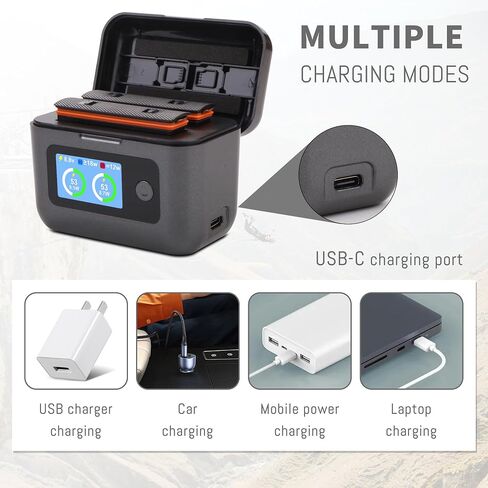 360 X4 Air Batteries, 27W Dual-Slot Fast Charging Case for Insta360 X4 Air | LCD Display Intelligent Two Way Charge Hub Shows Battery SOC（Endurance Battery Charger with 2 Batteries） in Kuwait