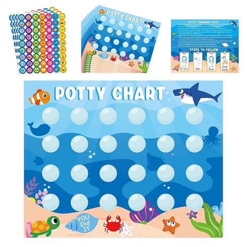 Zainpe 15Pcs Ocean Animals Potty Training Chart for Kids Sea Creatures Potty Chart with Shark Whale Stickers Marine Theme Toilet Training Reward Chart Develop Toileting Habit for Toddlers Boy Girl in Kuwait