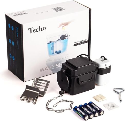 Techo Touchless Toilet Flush Kit, Adjustable Sensor, 1256315 Adapt k1954, Automatic Toilet Flusher - Easy to Install in Kuwait