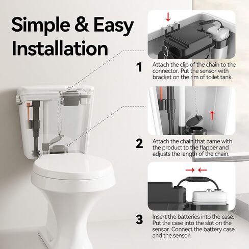 Techo Touchless Toilet Flush Kit, Adjustable Sensor, 1256315 Adapt k1954, Automatic Toilet Flusher - Easy to Install in Kuwait