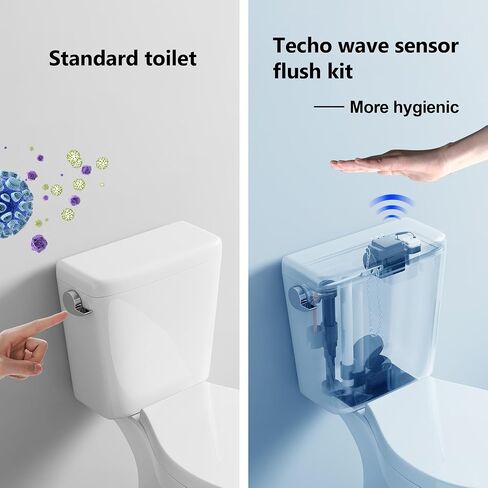 Techo Touchless Toilet Flush Kit, Adjustable Sensor, 1256315 Adapt k1954, Automatic Toilet Flusher - Easy to Install in Kuwait