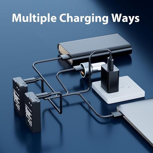 LP EN-EL14 EN-EL14a Battery 1600mAh 2-Pack with USB-C Fast Charging Cable for Nikon D3100 D3200 D3300 D3400 D3500 D5100 D5200 D5300 D5500 D5600 DF Coolpix P7000 P7100 P7700 P7800 Cameras in Kuwait