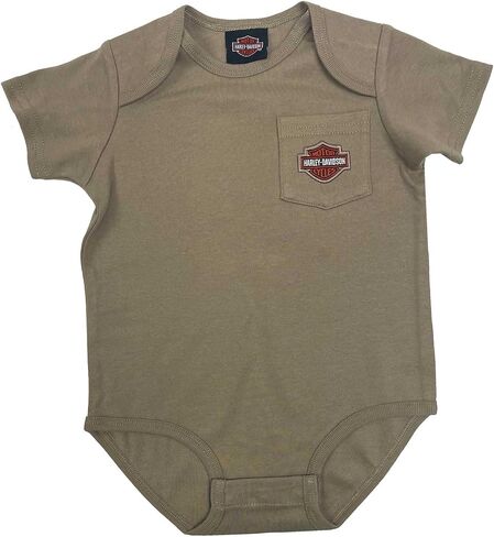 Harley-Davidson Baby Boys' Bar & Shield Infant Chest Pocket Creeper – Green in Kuwait