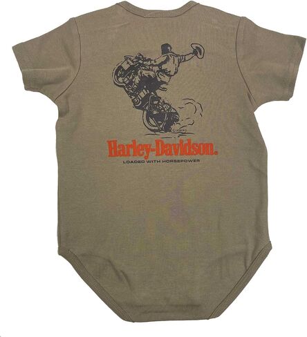 Harley-Davidson Baby Boys' Bar & Shield Infant Chest Pocket Creeper – Green in Kuwait
