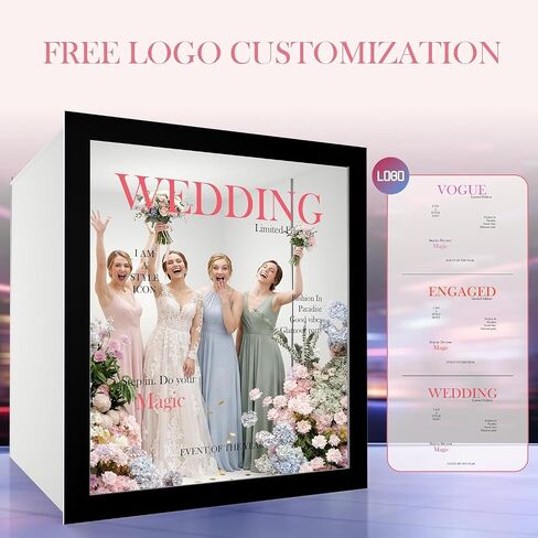 Magazine Photo Booth 6.6x6.6x7.6 Ft Removable and Replaceable Custom Logo, Lightweight Portable for Weddings, Birthdays Rental and Commercial Events in Kuwait
