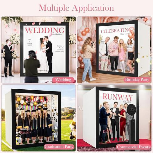 Magazine Photo Booth 6.6x6.6x7.6 Ft Removable and Replaceable Custom Logo, Lightweight Portable for Weddings, Birthdays Rental and Commercial Events in Kuwait