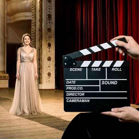 Movie Film Clap Board, 10.4 x 11.8 Inches Wooden Film Director Clapboard with 2 Pcs Whiteboard Pens, Hollywood Clapper Board for Studio, Video, TV, Photography Props in Kuwait