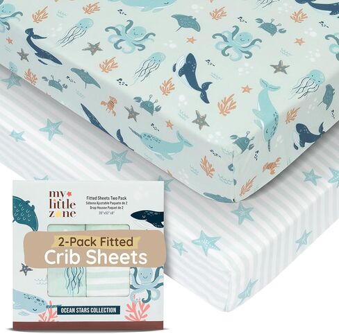 Baby Changing Pad Covers Table Sheet 32"x 16", 8" Deep Pocket - Diaper Cotton Dinosaur Changing Pad Cover, 100% Cotton Cover Sheets 2 Pack, Dino Baby Sheets, Designed in France, Dino Safari in Saudi Arabia
