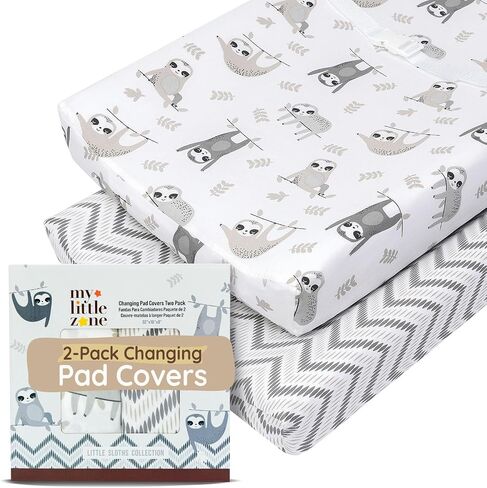 Baby Changing Pad Covers Table Sheet 32"x 16", 8" Deep Pocket - Diaper Cotton Dinosaur Changing Pad Cover, 100% Cotton Cover Sheets 2 Pack, Dino Baby Sheets, Designed in France, Dino Safari in Saudi Arabia