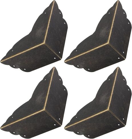 BokWin 4 Pcs Metal Furniture Corner Protectors, 2.76"x2.76"x1.18" | Antique Bronze, Safety Corner Covers, Small Edge Corner Guard, For Box Table Cabinet in Kuwait