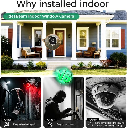 3K No Drill Window Camera, 2Pack Indoor Window Security Cameras with Color Night Vision for Home Security, 2.4G&5G WiFi, Motion Detection, Work w/Alexa&Google Assistant, Anti-Glare, Anti-Reflection B1 in Kuwait