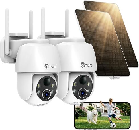 Solar Security Cameras Wireless Outdoor 4 Pack, WiFi 6 with 4dBi Antenna for Whole-Home Coverage, 2K PTZ PIR Detection with Color Night Vision for Driveway, Garage & Backyard, Alexa & Google in Kuwait