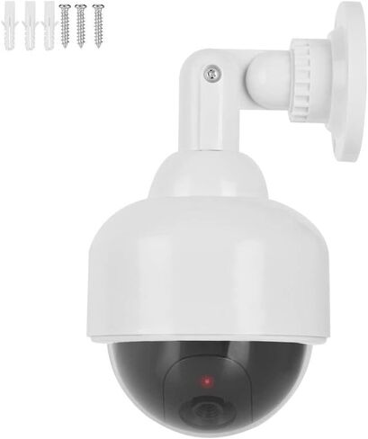 Dummy Camera Fake Security Dome Surveillance Cam with Flashing Red LED Light Wall Mounted Indoor Outdoor ABS Material Black White in Kuwait