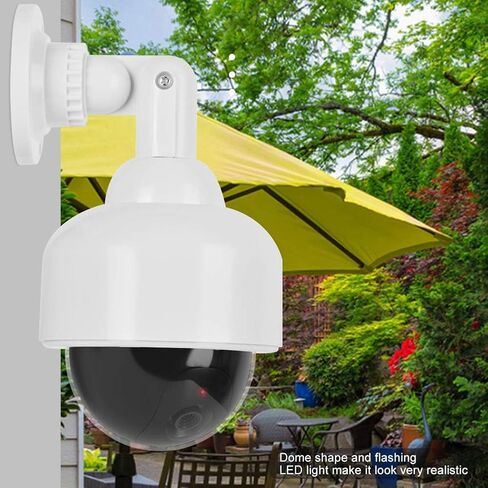 Dummy Camera Fake Security Dome Surveillance Cam with Flashing Red LED Light Wall Mounted Indoor Outdoor ABS Material Black White in Kuwait