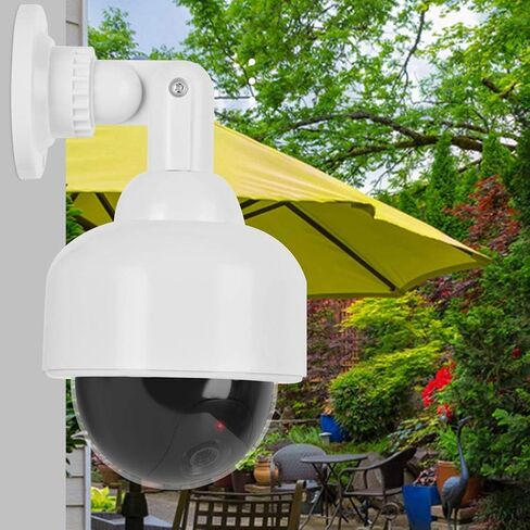 Dummy Camera Fake Security Dome Surveillance Cam with Flashing Red LED Light Wall Mounted Indoor Outdoor ABS Material Black White in Kuwait