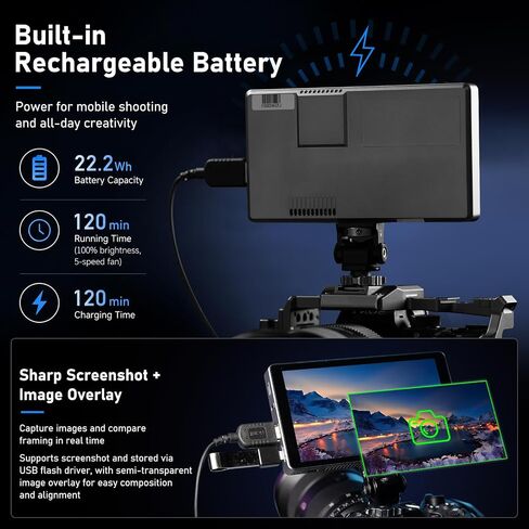 FEELWORLD P6XL (2026 NEW) 6 Inch Field Monitor, 1200nit Touchscreen Camera Monitor, 4K HDMI Input, Aluminum Alloy Body with Cooling Fan, 3D LUT Waveform HDR for DSLR Mirrorless Cameras in Kuwait