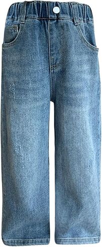 Moonker Teen Boys Straight Jeans Kids Baggy Trendy Vintage Wide Leg Denim Pants Toddler Hip Hop Palazzo Trousers for Tween in Kuwait