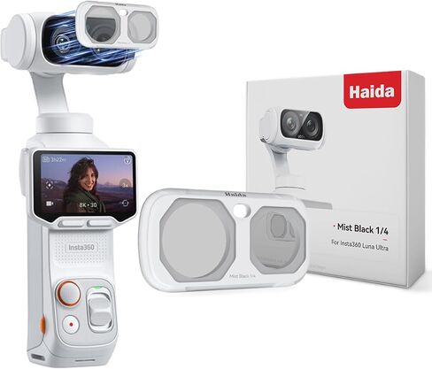 Haida Magnetic Insta 360 Luna Ultra Filter Kit with CPL,Black Diffusion Mist Effect 1/4, VND2-32 Quick Switch Magnetic Attachment Lens Filter for Insta 360 Luna Ultra Filter Frame- White in Kuwait