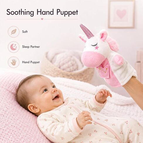 Golray Baby Girl Gifts for Baby Shower, Newborn Baby Girl Gift Basket with Unicorn Lovey Hand Puppet, Muslin Swaddle Blanket, Baby Rattle, Bib, Socks, Milestone Sign, Welcome Baby Gift Set for Girls in Kuwait