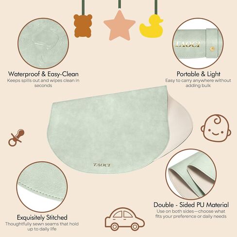 Portable Changing Pad Baby Changing Mat Travel Changing Table Pads Mini | Baby Changing Pad Waterproof Diaper Changing Pads Wipeable Foldable Vegan Leather On-the-Go Home Light Green 27.5" x 15.7" in Kuwait