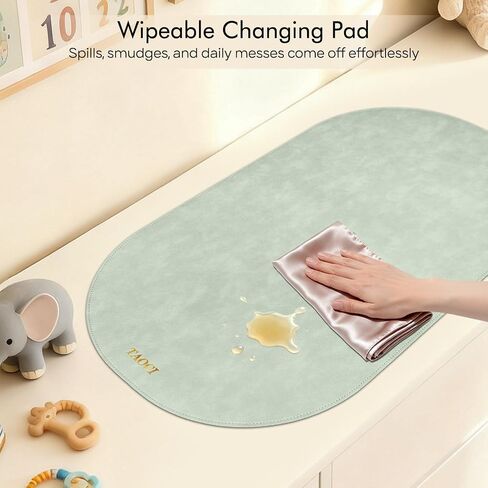Portable Changing Pad Baby Changing Mat Travel Changing Table Pads Mini | Baby Changing Pad Waterproof Diaper Changing Pads Wipeable Foldable Vegan Leather On-the-Go Home Light Green 27.5" x 15.7" in Kuwait