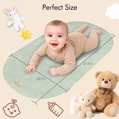 Portable Changing Pad Baby Changing Mat Travel Changing Table Pads Mini | Baby Changing Pad Waterproof Diaper Changing Pads Wipeable Foldable Vegan Leather On-the-Go Home Light Green 27.5" x 15.7" in Kuwait