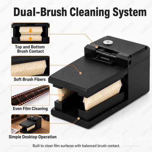 Electric Film Anti-Static Dust Remover, 135/120 Negative Cleaning Brush with Dual Wool Brushes, Plasma Static Eliminator and Adjustable Pressure for Slides and Motion Picture Film in Kuwait