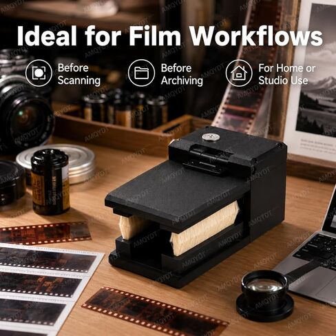 Electric Film Anti-Static Dust Remover, 135/120 Negative Cleaning Brush with Dual Wool Brushes, Plasma Static Eliminator and Adjustable Pressure for Slides and Motion Picture Film in Kuwait
