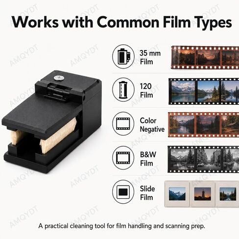 Electric Film Anti-Static Dust Remover, 135/120 Negative Cleaning Brush with Dual Wool Brushes, Plasma Static Eliminator and Adjustable Pressure for Slides and Motion Picture Film in Kuwait