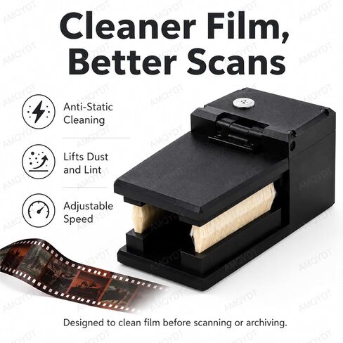 Electric Film Anti-Static Dust Remover, 135/120 Negative Cleaning Brush with Dual Wool Brushes, Plasma Static Eliminator and Adjustable Pressure for Slides and Motion Picture Film in Kuwait
