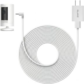 OLAIEK 16ft/5M Power Cord Charger for Ring Stick Up & Spotlight Cam, White | 10W Fast Charging, Weatherproof DC Adapter, Continuous Power Supply，UL Certified in Saudi Arabia