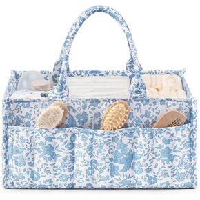 Quilted Diaper Caddy Organizer with Handle, Portable Nursery Storage Basket | Floral Car Caddy Organizer for Changing Table, Gifts for New Parents, Baby Shower, Newborn Essentials (Daisy ) in Saudi Arabia
