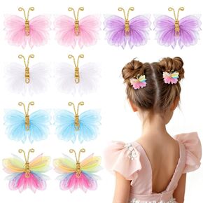 10Pcs Mini Butterfly Hair Bows for Girls Rhinestone Moving Hair Clips | Small Butterfly Hair Clips, Wedding Hair Clips, Lightweight and Durable, Non-slip Clip in Kuwait