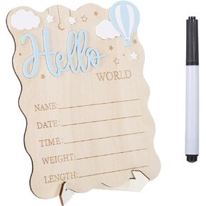 Wooden Hello World Newborn Welcome Sign, Baby Announcement Sign, Birth Stats Signs Newborn Photo Prop, Can be Used for Photo Props, Nursery, Gift in Kuwait
