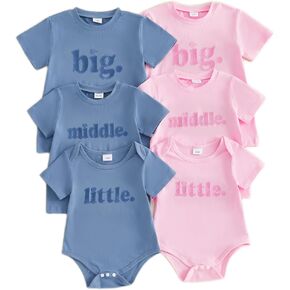 Big Middle Little Sibling Shirts Summer Tees for Brother Sister Siblings Matching Outfit Pregnancy Baby Announcement in Kuwait