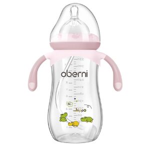 Oberni Toddler Milk Bottle 330ml/11oz, Anti-Colic Baby Bottle with Fast Variable Flow Nipple for 12 Months, Weigthed Straw, Non-Slip Handle, Blue/1Pack in Kuwait