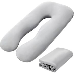 Hahafelt Cooling Pregnancy Pillow Cover (Only Pillowcase) 57 Inch Large U Shaped Full Body Pillowcase Maternity Stretchy Soft Breathable Cool Pillow Cover with Zipper for Side Sleeper (Gray) in Kuwait