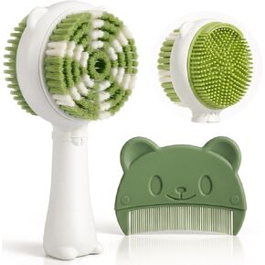 Baby Brush and Comb Set, Dual-Sided Soft Bath Brush & Massage Comb | Ultra Soft No-shedding Bristles with Silicone Massage Side, BPA-Free, Gentle for Infant Toddler Sensitive Skin in Saudi Arabia
