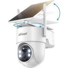 ieGeek 2 Pack Solar Security Cameras Wireless Outdoor with Adjustable Panel | 2K WiFi Camera with 360° Pan Tilt, Color Night Vision, AI Detection, 2-Way Audio & IP66, No Subscription Required in Saudi Arabia